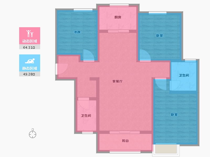 陕西省-渭南市-蒲城汇邦中央公馆-101.01-户型库-动静分区