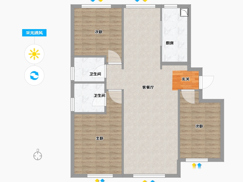 黑龙江省-哈尔滨市-华南城·紫荆名都-102.00-户型库-采光通风