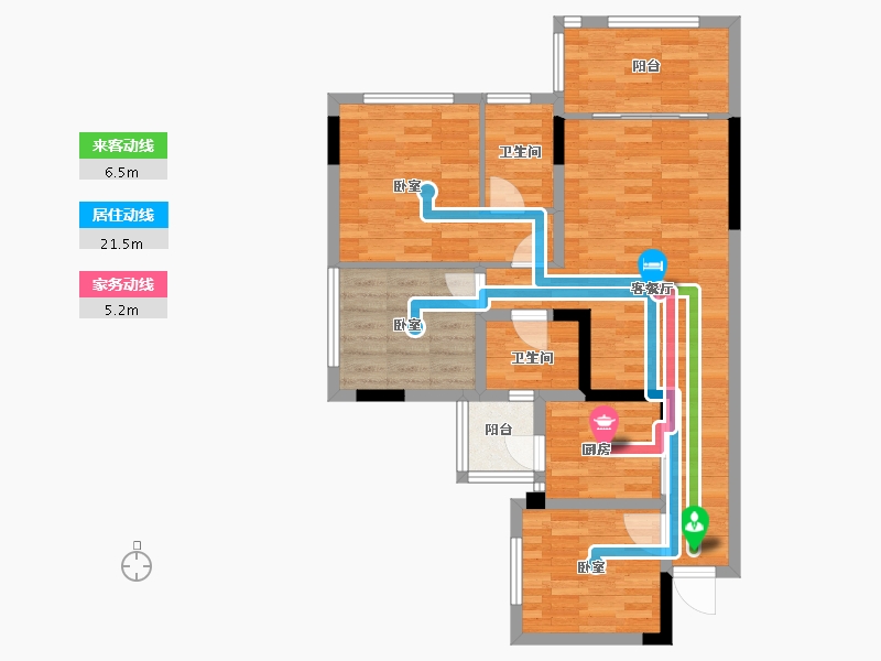 四川省-南充市-阳光珑悦台-80.61-户型库-动静线