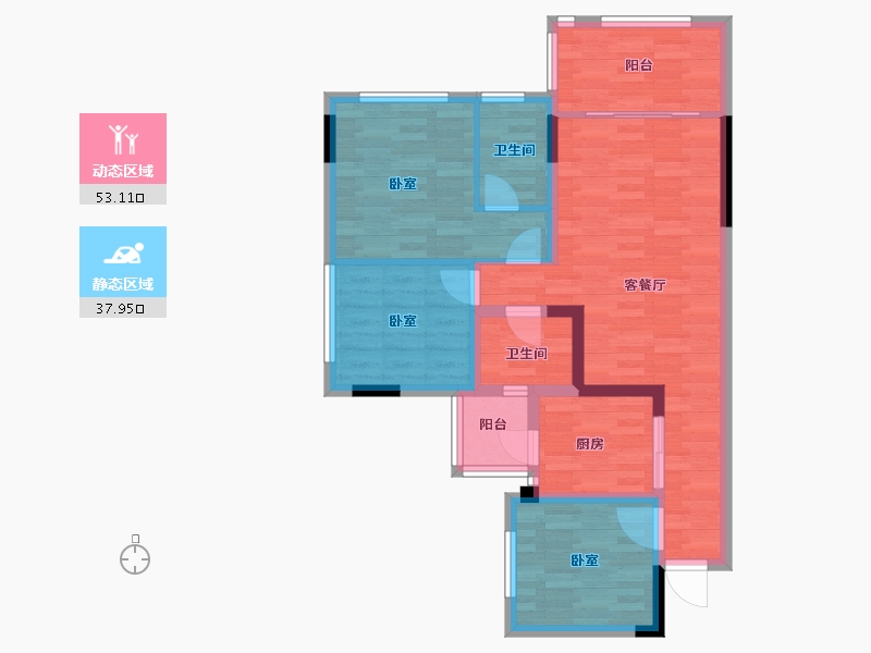 四川省-南充市-阳光珑悦台-80.61-户型库-动静分区