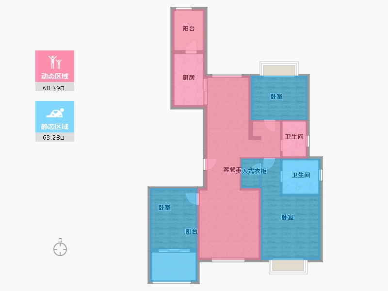 江苏省-无锡市-蠡湖瑞仕花园-118.05-户型库-动静分区