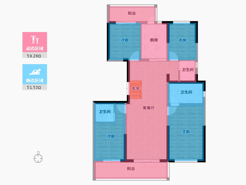 云南省-昆明市-华夏四季-98.41-户型库-动静分区