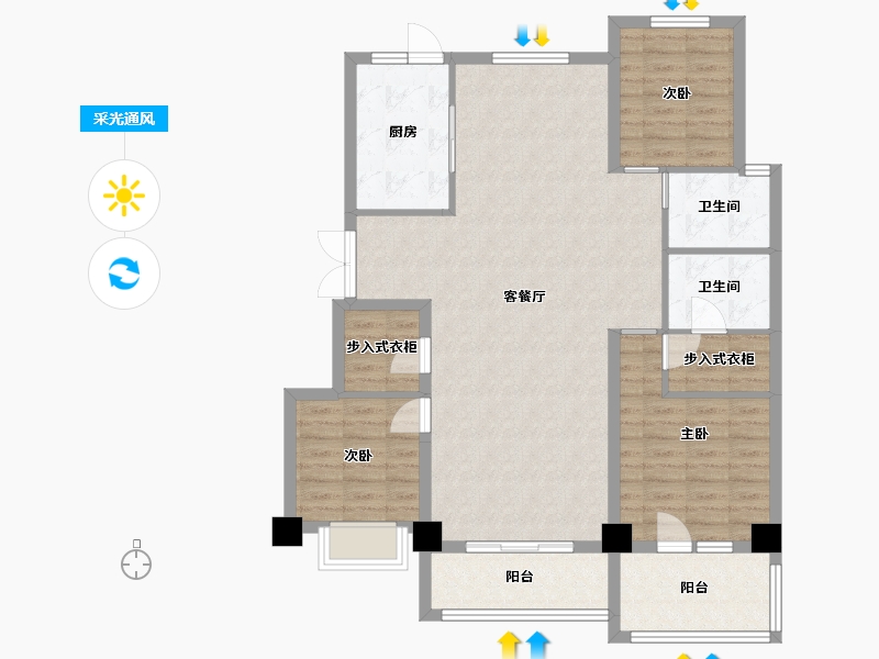 黑龙江省-哈尔滨市-金地名悦-108.57-户型库-采光通风