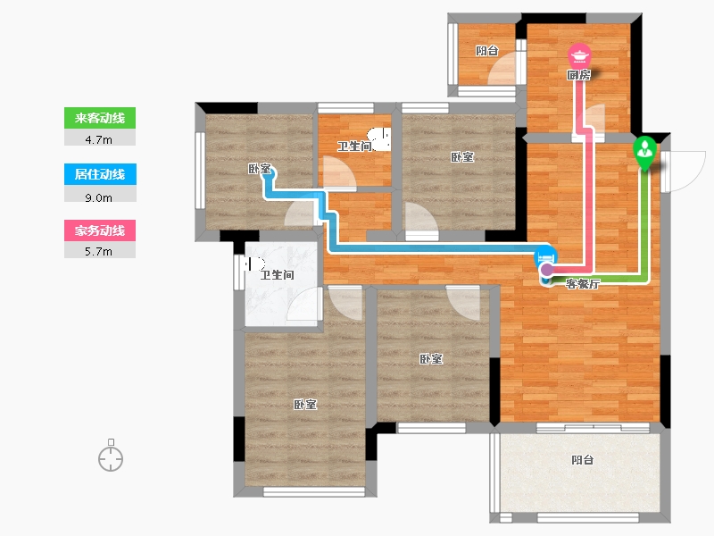 四川省-南充市-阳光珑悦台-86.97-户型库-动静线