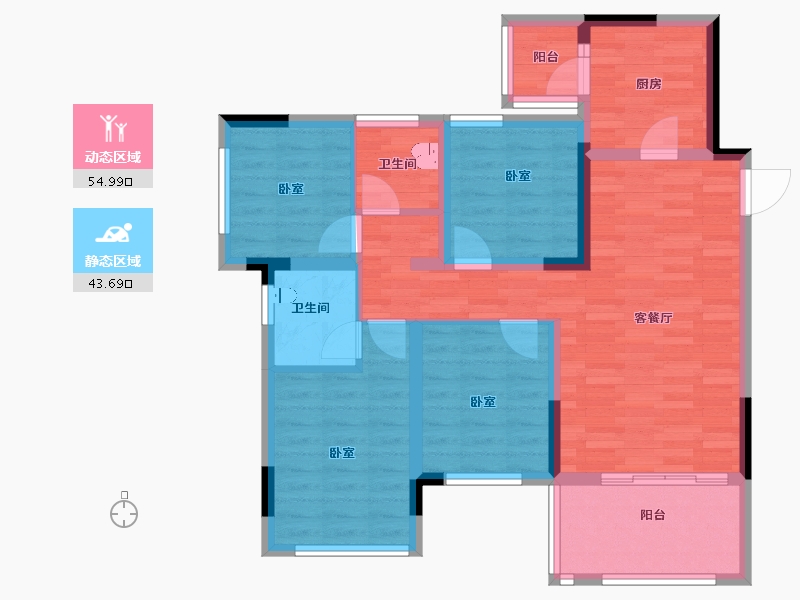 四川省-南充市-阳光珑悦台-86.97-户型库-动静分区