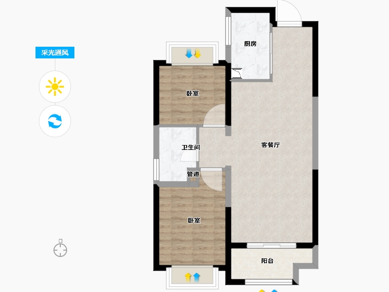 山西省-大同市-大同吾悦广场-68.01-户型库-采光通风