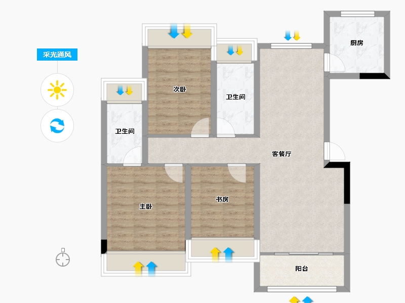 江苏省-徐州市-卢卡庄园-85.17-户型库-采光通风