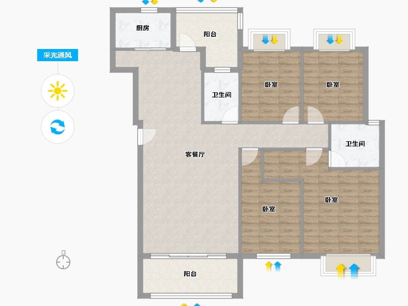 贵州省-遵义市-龙泉壹号-122.30-户型库-采光通风