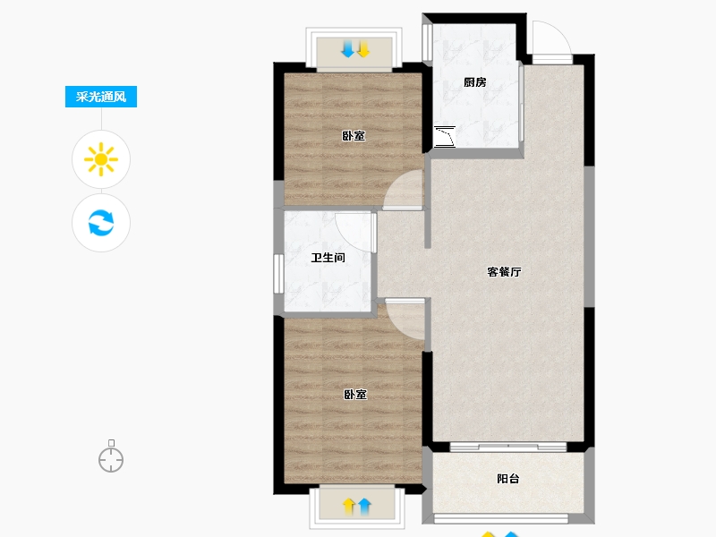 山西省-太原市-太原恒大森林海-74.00-户型库-采光通风