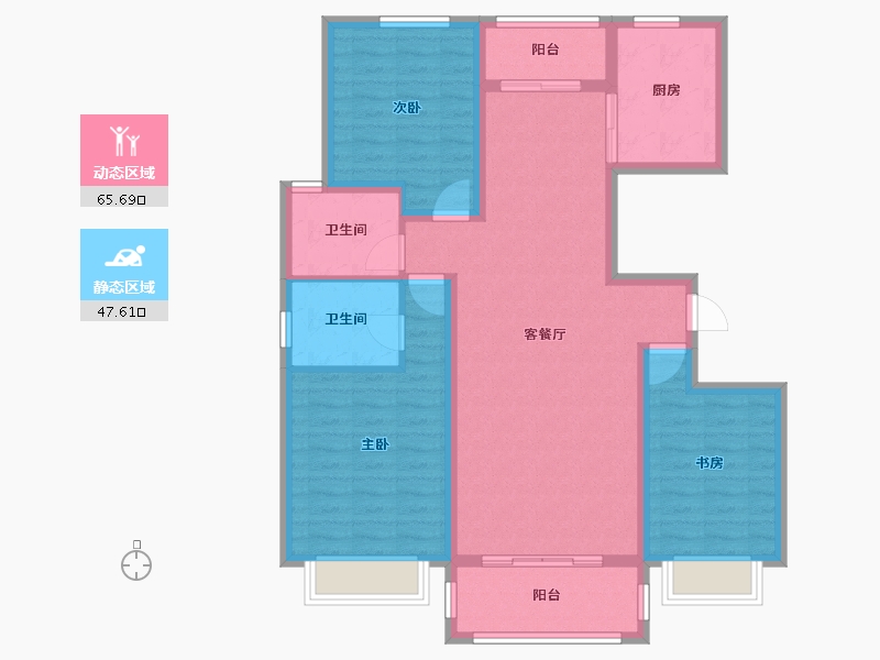 陕西省-榆林市-塞纳公馆-101.26-户型库-动静分区