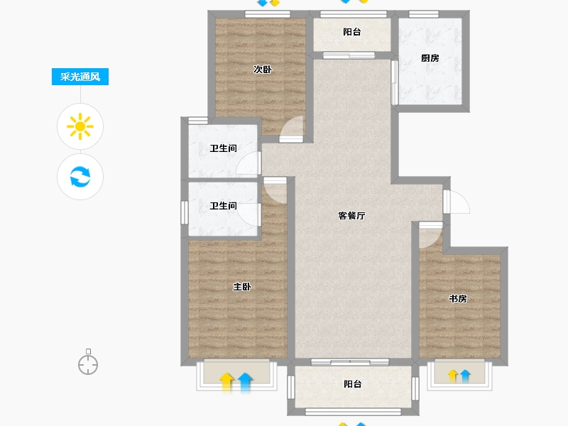 陕西省-榆林市-塞纳公馆-101.26-户型库-采光通风