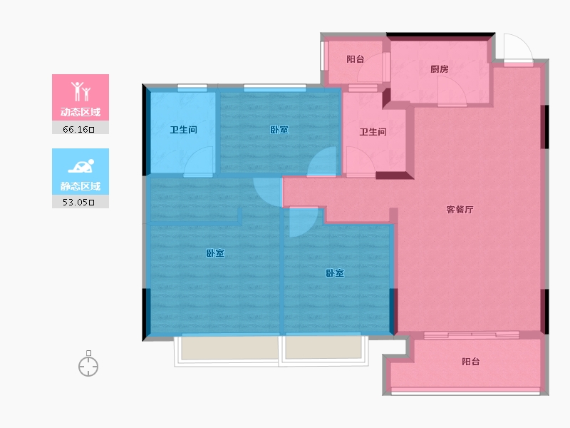 贵州省-遵义市-恒大翡翠华庭-108.00-户型库-动静分区