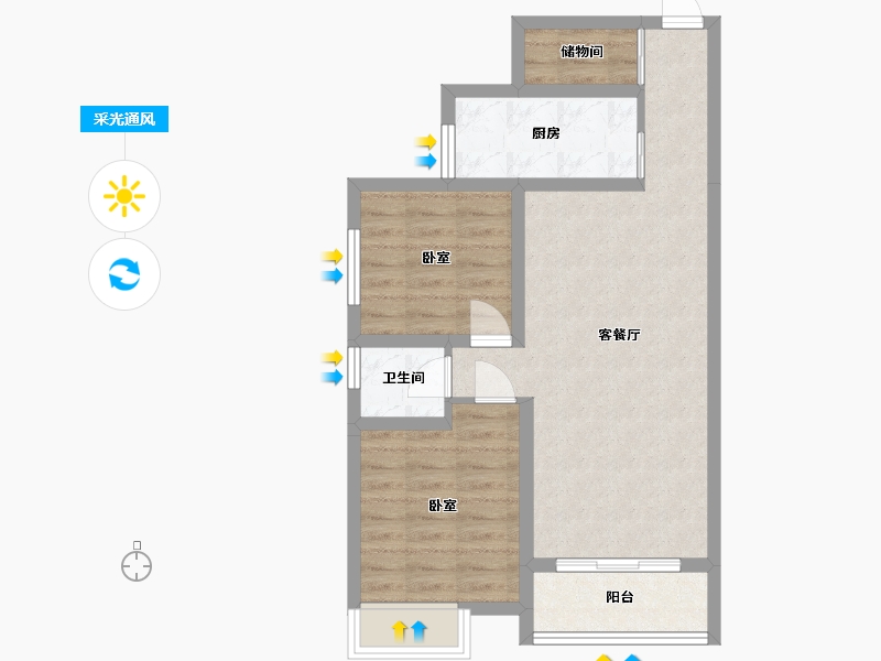 陕西省-渭南市-颐丰苑-63.54-户型库-采光通风