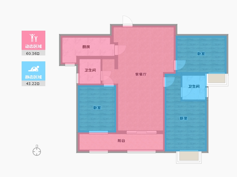 陕西省-渭南市-蒲城汇邦中央公馆-91.76-户型库-动静分区