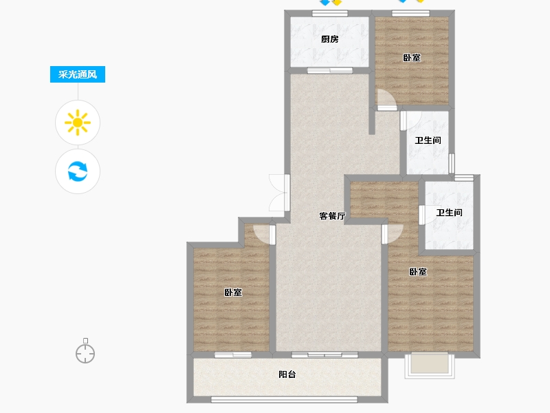 山西省-太原市-龙城金茂府-116.43-户型库-采光通风