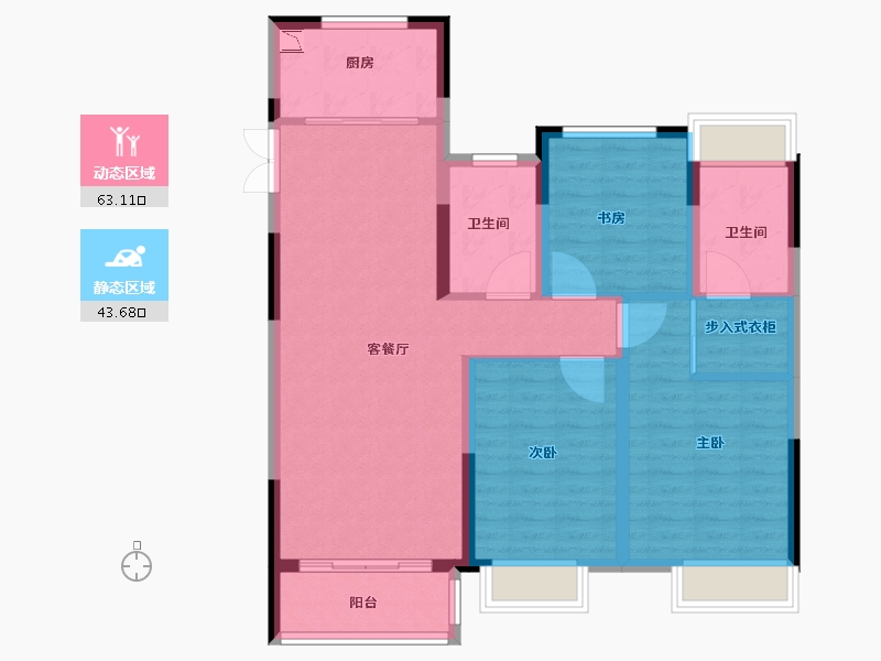 江苏省-徐州市-宝龙世家-95.91-户型库-动静分区