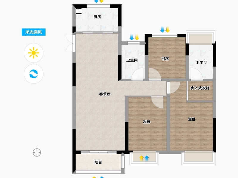 江苏省-徐州市-宝龙世家-95.91-户型库-采光通风