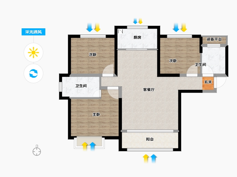 陕西省-宝鸡市-世纪景元东区-102.01-户型库-采光通风