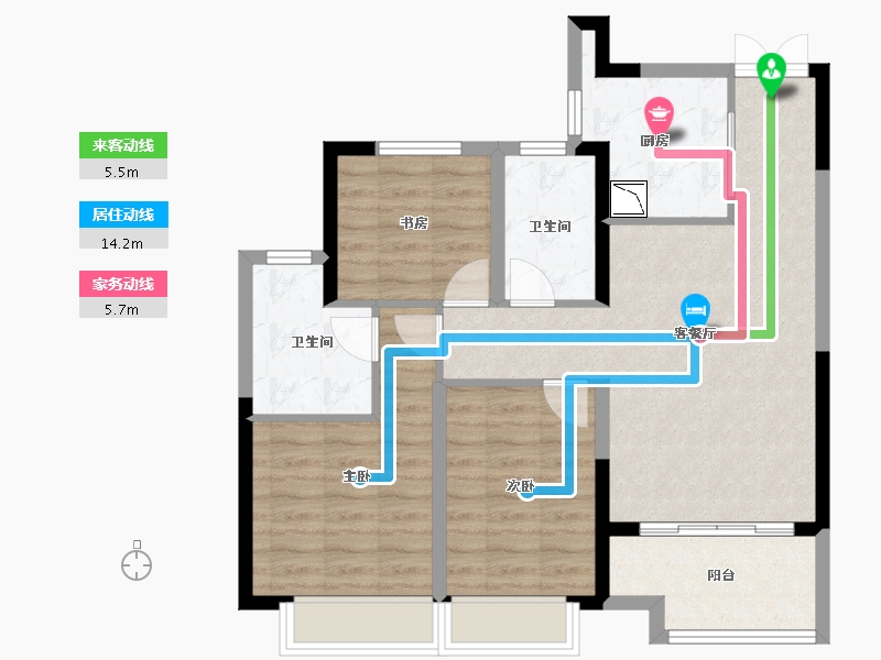 江苏省-徐州市-宝龙世家-79.40-户型库-动静线