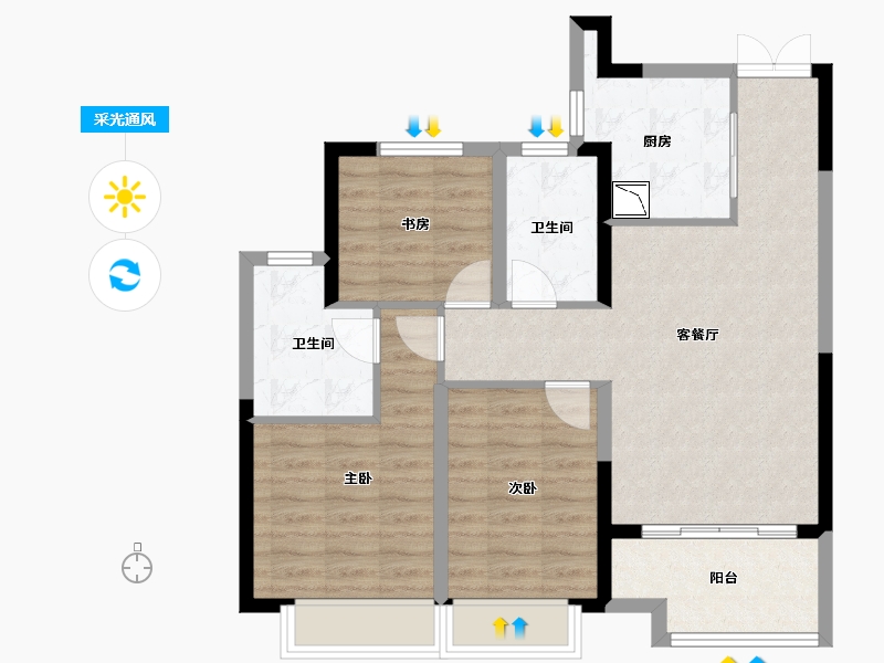 江苏省-徐州市-宝龙世家-79.40-户型库-采光通风