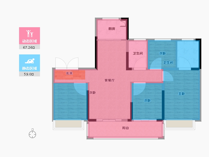 江苏省-常州市-龙运天城-113.58-户型库-动静分区