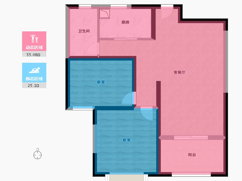 江苏省-无锡市-红豆人民路九号-71.00-户型库-动静分区