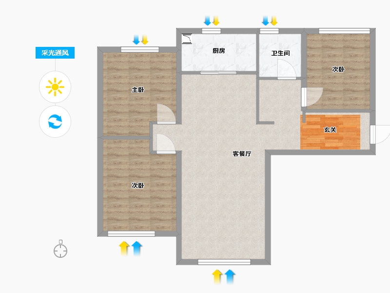 黑龙江省-哈尔滨市-华南城·紫荆名都-88.00-户型库-采光通风