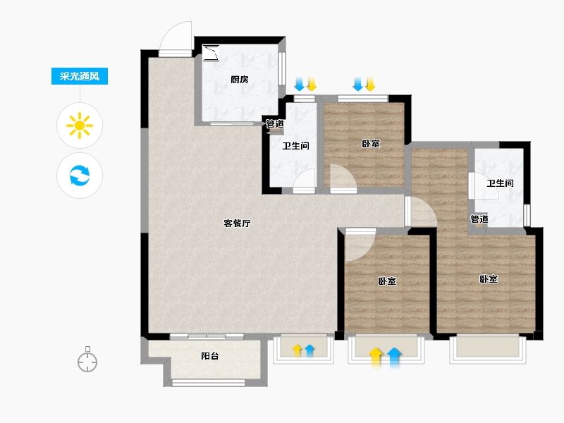 山西省-大同市-大同吾悦广场-112.00-户型库-采光通风