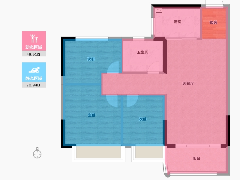 江苏省-南京市-宁滁恒大文化旅游城-71.00-户型库-动静分区