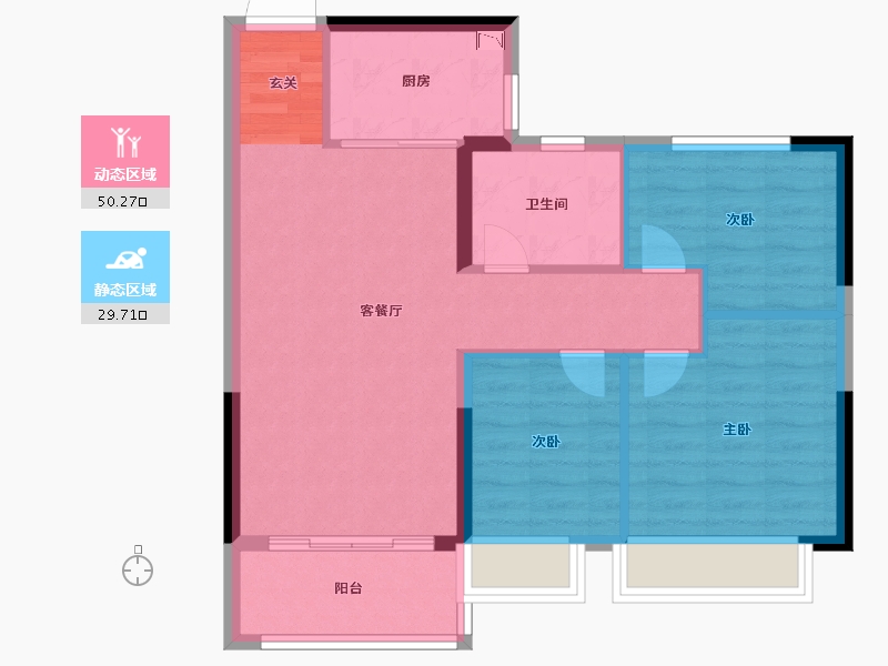 江苏省-南京市-宁滁恒大文化旅游城-72.00-户型库-动静分区