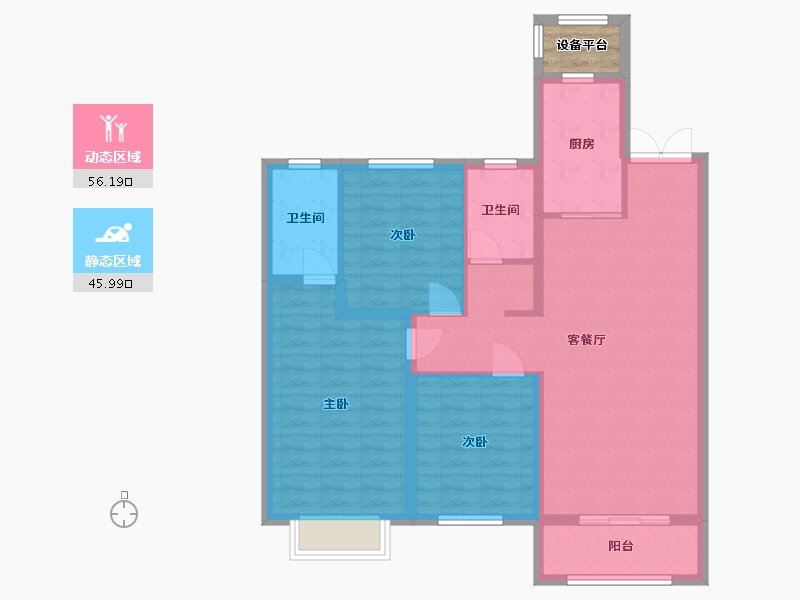 黑龙江省-哈尔滨市-汇龙·拾光里-94.05-户型库-动静分区