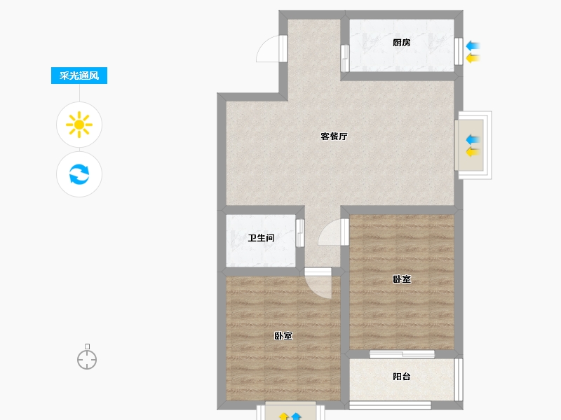 陕西省-渭南市-威力阳光-65.69-户型库-采光通风