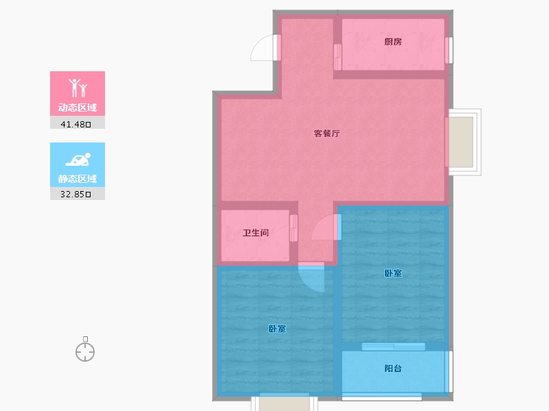 陕西省-渭南市-威力阳光-65.69-户型库-动静分区