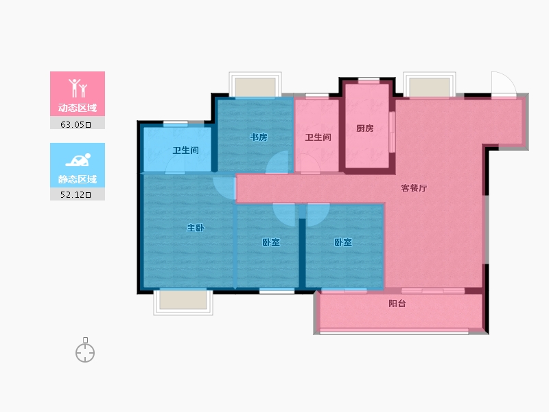 江苏省-南京市-银城孔雀城·荟见未来-104.06-户型库-动静分区