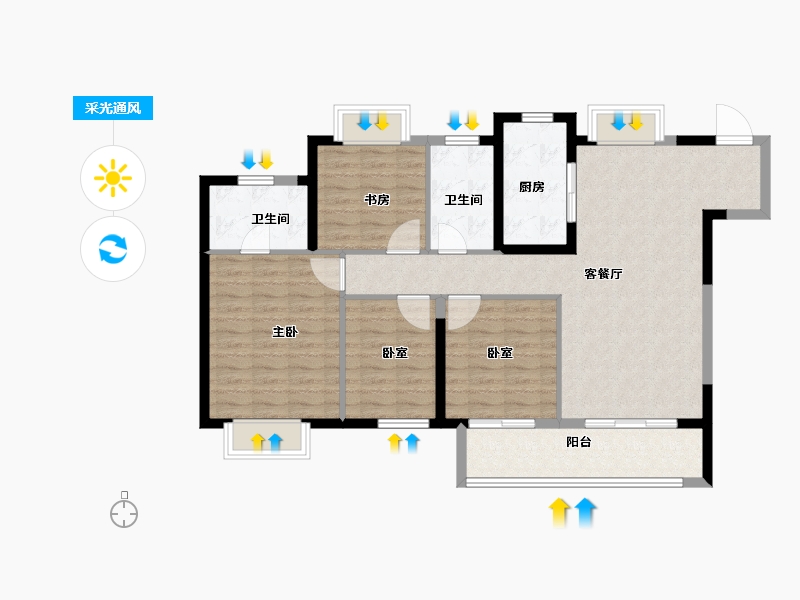 江苏省-南京市-银城孔雀城·荟见未来-104.06-户型库-采光通风