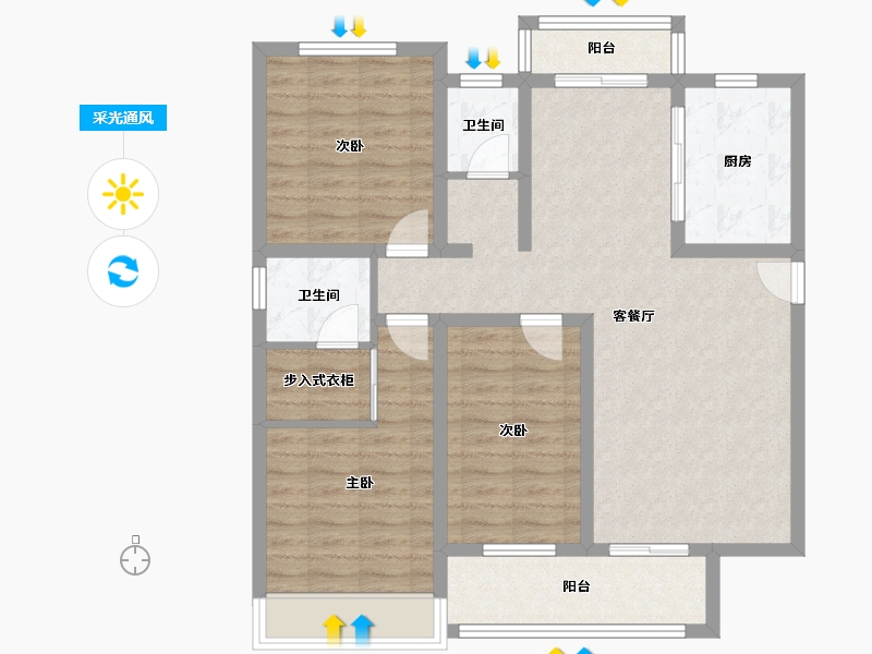 陕西省-榆林市-钰城-93.44-户型库-采光通风