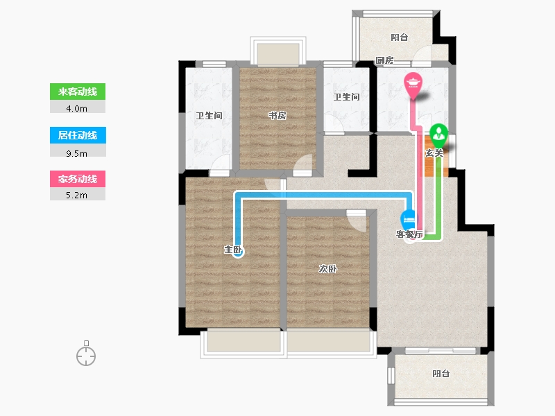 江苏省-南京市-通宇林景紫园-95.99-户型库-动静线