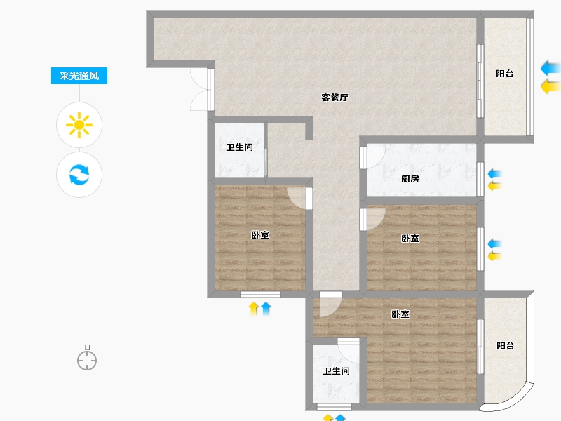 陕西省-咸阳市-沣柳国际-122.00-户型库-采光通风