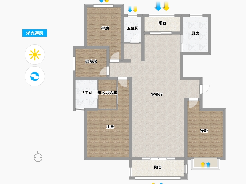 陕西省-榆林市-塞纳公馆-132.93-户型库-采光通风