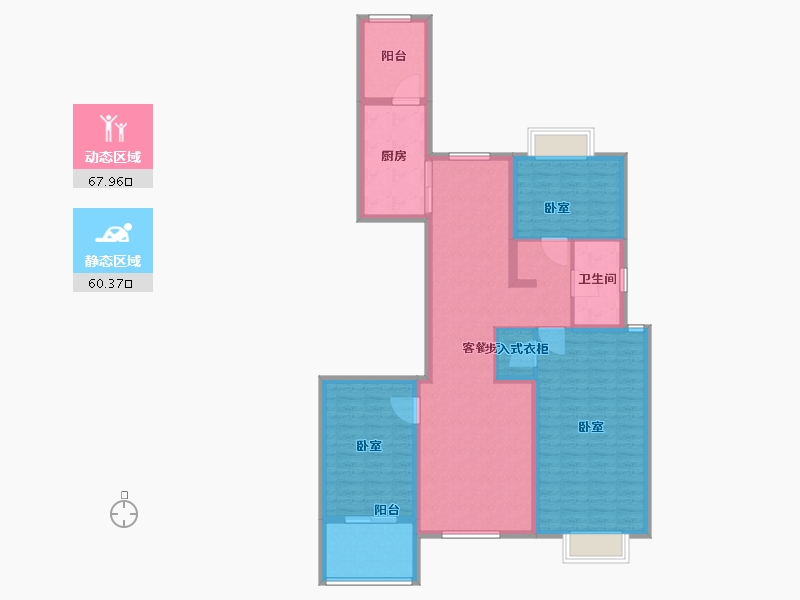 江苏省-无锡市-蠡湖瑞仕花园-115.01-户型库-动静分区