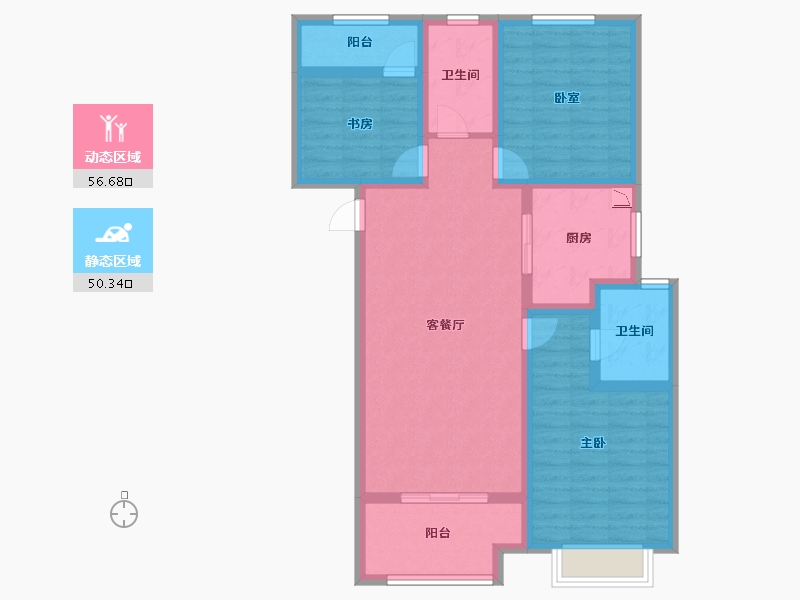 江苏省-无锡市-红豆人民路九号-94.69-户型库-动静分区