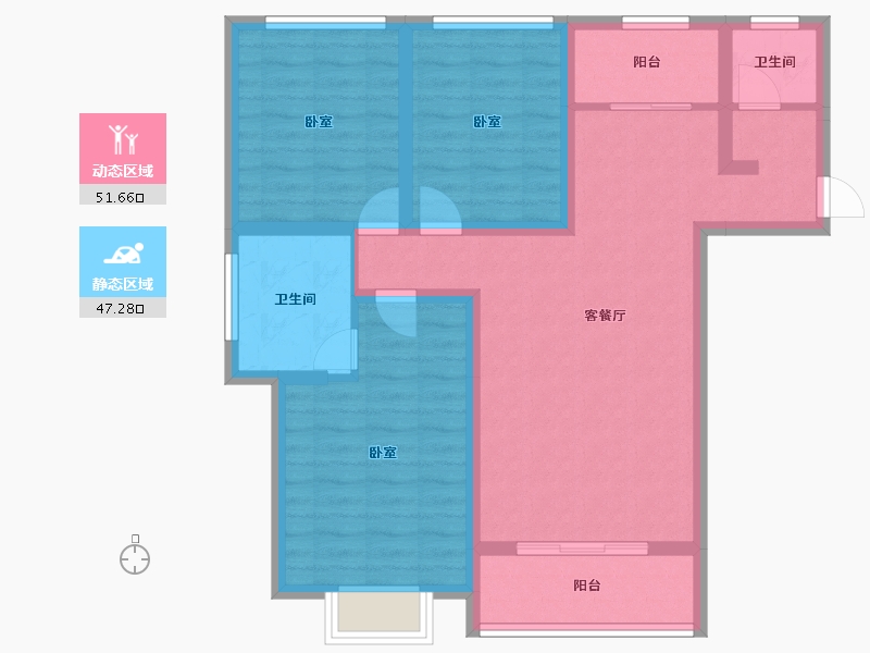 陕西省-咸阳市-沣柳国际-87.63-户型库-动静分区