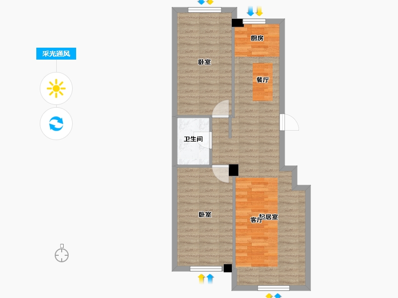 辽宁省-大连市-天邦新港壹号-66.82-户型库-采光通风