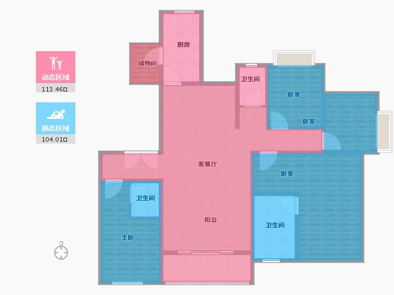 江苏省-无锡市-蠡湖瑞仕花园-198.72-户型库-动静分区