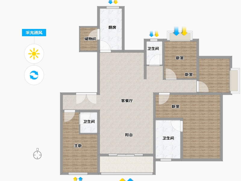 江苏省-无锡市-蠡湖瑞仕花园-198.72-户型库-采光通风