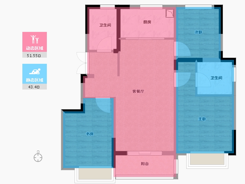 江苏省-徐州市-宝龙世家-84.61-户型库-动静分区