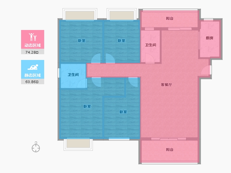 贵州省-遵义市-龙泉壹号-123.65-户型库-动静分区