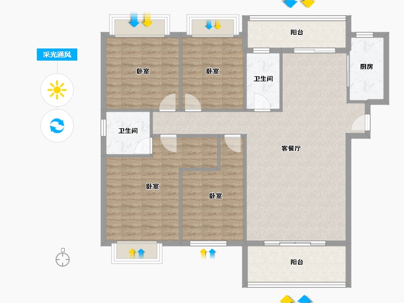 贵州省-遵义市-龙泉壹号-123.65-户型库-采光通风