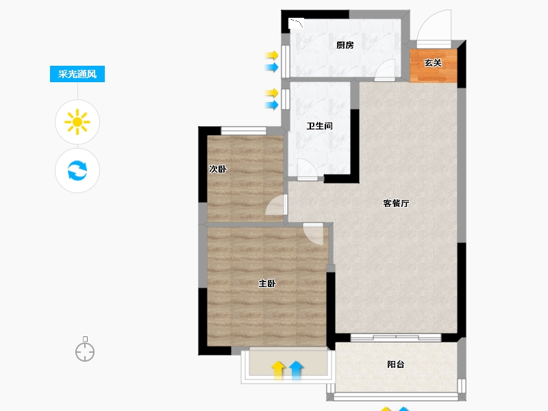 江苏省-南京市-宁滁恒大文化旅游城-61.99-户型库-采光通风