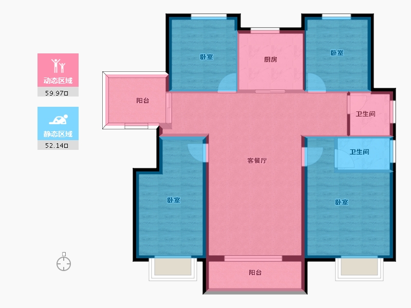 江苏省-无锡市-宜兴中梁首府壹号-100.77-户型库-动静分区